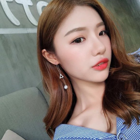 14k Gold Shell Pearl Diamonds Threader Earrings Sterling Silver - Picture 3 of 7